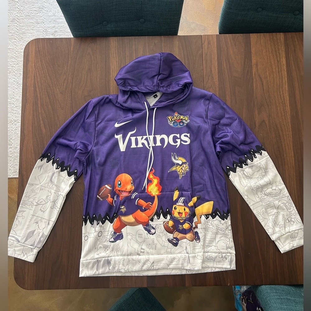 Vikings Pokémon Hoodie, NFL, Size Large